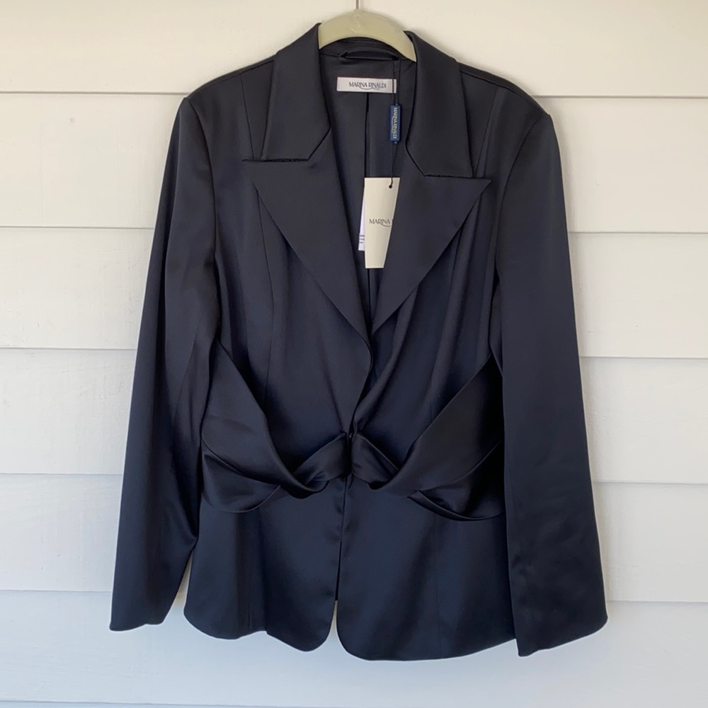NWT Marina Rinaldi Black Satin Blazer